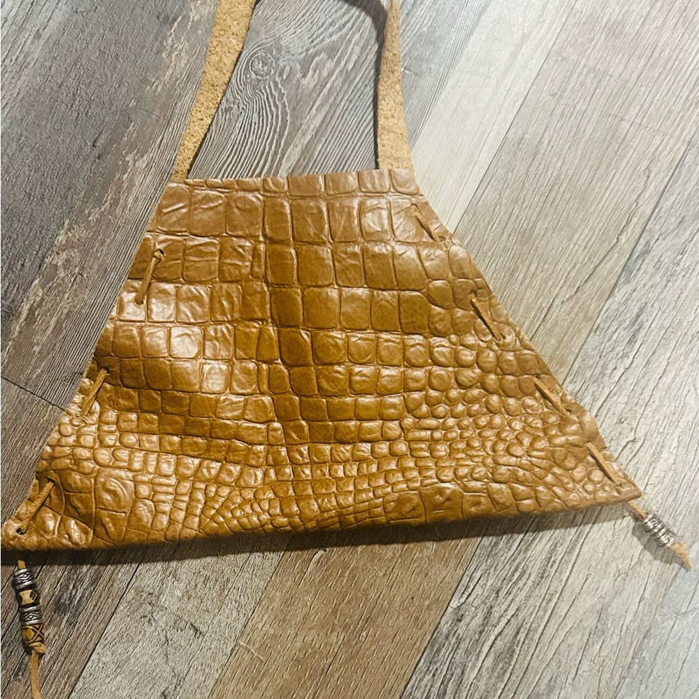 Crocodile Pattern Brown Mini Bag - image 1